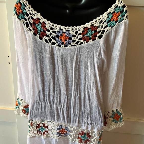 White Crochet swim coverup vacation outfit beach wear - Picture 6 of 7